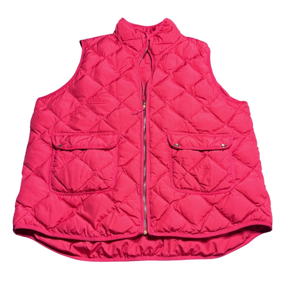 Woolrich Quilted Down Vest Red XXL Puffer Full Zip Outdoor Gorpcore Boho‎